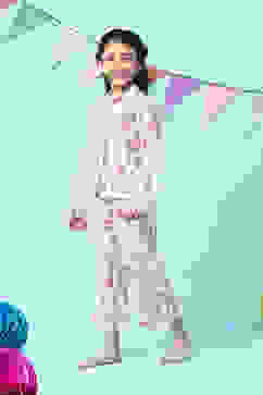 Off White & Pink Cotton Printed Sleepwear image number 3