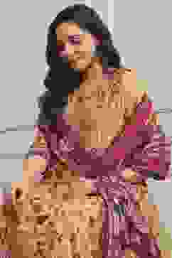 Yellow Cotton Anarkali Kurta Churidar Suit Set image number 7