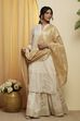 Beige Tasseled Woven Design Dupatta