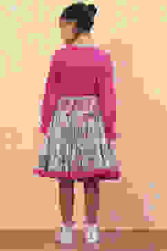 Pink Cotton Floral Top and Short Skirt Set image number 4