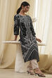 Black Pure Cotton Printed Straight Kurta image number 0
