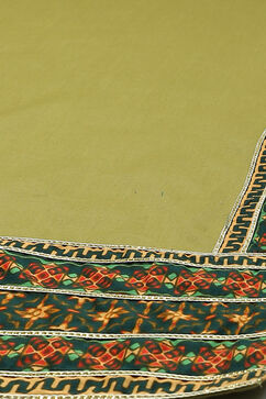 Olive Green Cotton Straight Kurta Sharara Suit Set image number 3