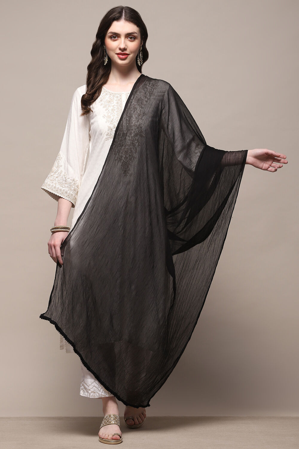 Rust Poly Chiffon Dupatta image number 0