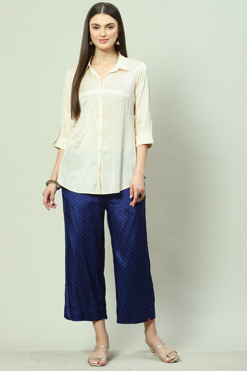 Off White Viscose Palazzo image number 5