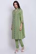 Green Straight Kurta Churidar Suit Set image number 2