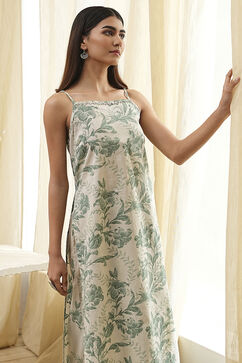 Green Cotton Floral Strappy Straight Kurta Set image number 7