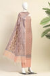 Beige Cotton Printed Embroidered Unstitched Suit Set image number 4