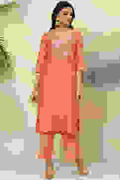 Orange Art Silk Short Yarndyed Kurti image number 0