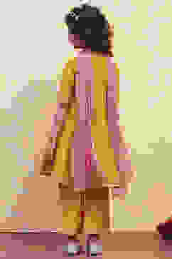 Yellow Yarn Dyed Angrakha Anarkali Suit Set image number 4