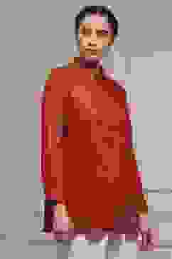 Red Viscose Rayon A-Line Printed Top image number 4