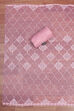 Peach Chanderi  Embroidered Unstitched Suit Set image number 3