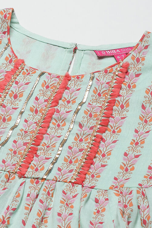 Aqua and Coral Cotton Sharara Set image number 1