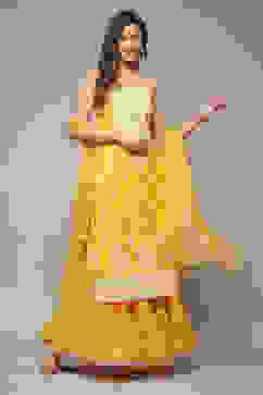 Yellow Art Silk Straight Kurta Garara Suit Set image number 0