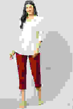 Maroon Poly Viscose Pants image number 5