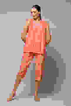 Coral Rayon Printed 2 Piece Sleepwear Set image number 6