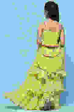 Lime Yellow Lehenga with Strappy Blouse & Cascade Dupatta image number 5