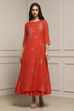 Tomato Red Poly Cotton Printed Kurta Dress image number 5