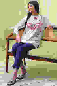 White Floral Printed Straight Short Kurta image number 0