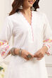 White Cotton Straight Kurta image number 1