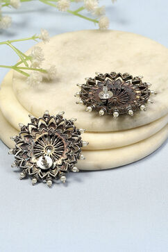 White Oxidised Circular Studs image number 2