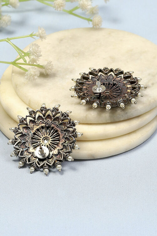 White Oxidised Circular Studs image number 2