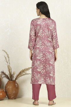 Pink Cotton Floral Printed Unstitched Suit Set image number 5