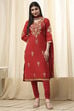Blue Poly Chanderi Fitted Suit Set image number 6