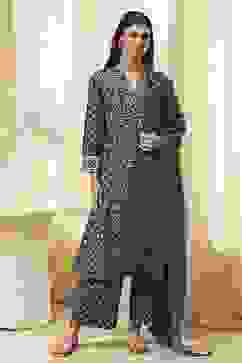 Indigo Pure Cotton Straight Suit Set image number 6