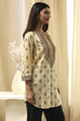 Beige Printed Straight Short Kurta image number 4