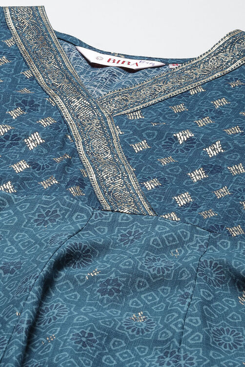 Brown Rayon Flared Printed Kurta image number 1