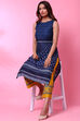 Indigo Cotton Sleeveless Printed Kurta