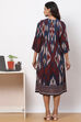 Navy Maroon LIVA Flared Printed Kurta Dress image number 4