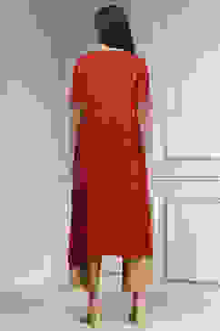 Red Printed Asymmetric A-Line Kurta image number 3