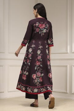 Brown Cotton Printed Anarkali Suit Set image number 4