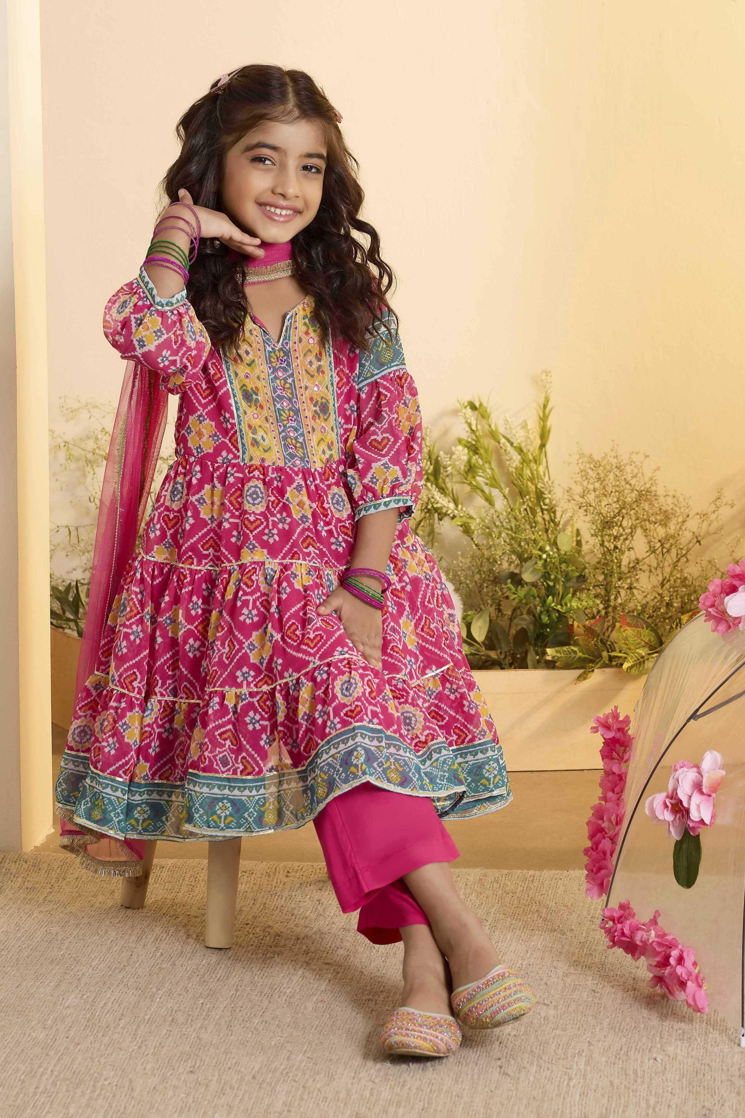 Pink Printed Anarkali Kurta Set image number 0