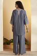 Blue Tencel Straight Suit Set image number 5