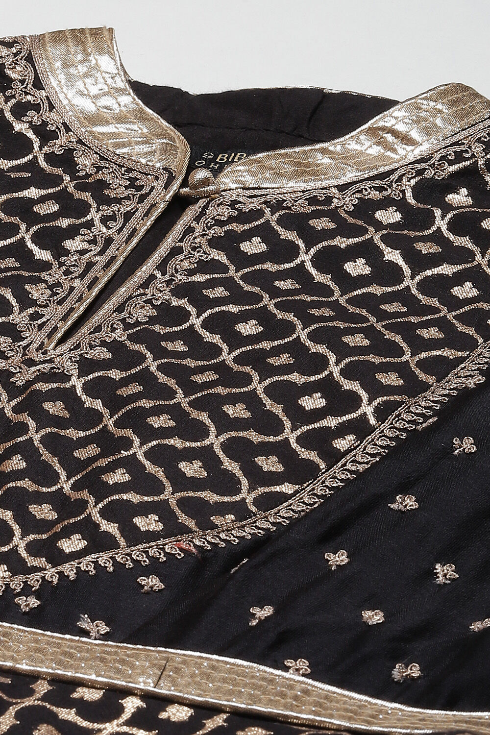Black Cotton Silk Anarkali Yarndyed Suit Set image number 1