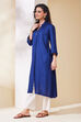 Blue Viscose Rayon Straight Kurta image number 2