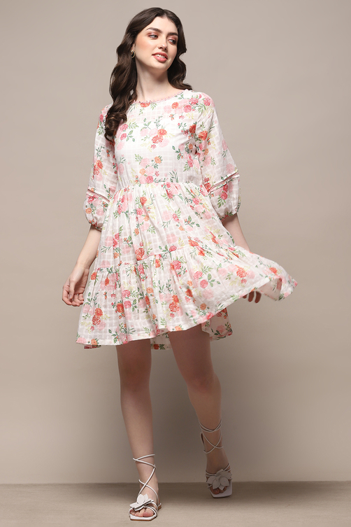 Buy White Cotton A-Line Dress Online at Biba India Buy White Cotton A-Line Dress Online at Biba India