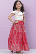 White And Pink Art Silk Flared Lehenga image number 3