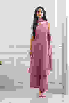 Pink Cotton Straight Suit Set image number 6