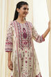 Off-White and Blue Cotton Straight Kurta image number 1