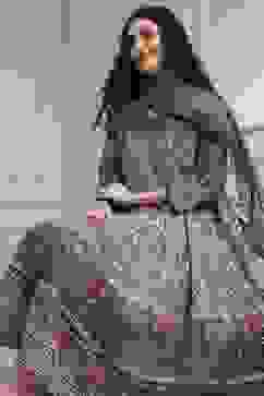 Mud Brown Cotton Printed Anarkali Suit Set image number 0