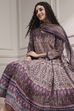 Mud Brown Cotton Printed Anarkali Suit Set