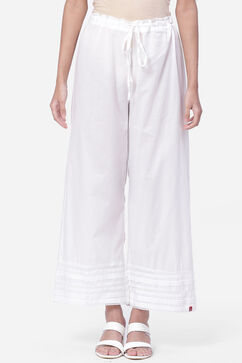 White Cotton Straight Palazzos image number 0