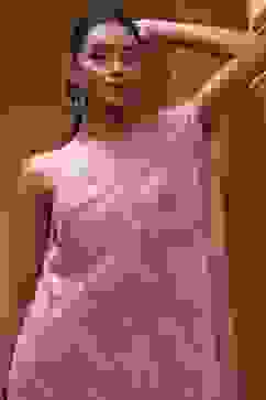 Pink Viscose Georgette Printed One-Shoulder Kurta Set image number 5