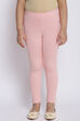 Peach Cotton Lycra Solid Leggings image number 3