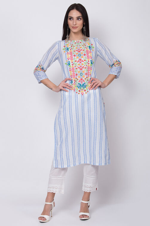Pink Cotton Straight Printed Kurta image number 0