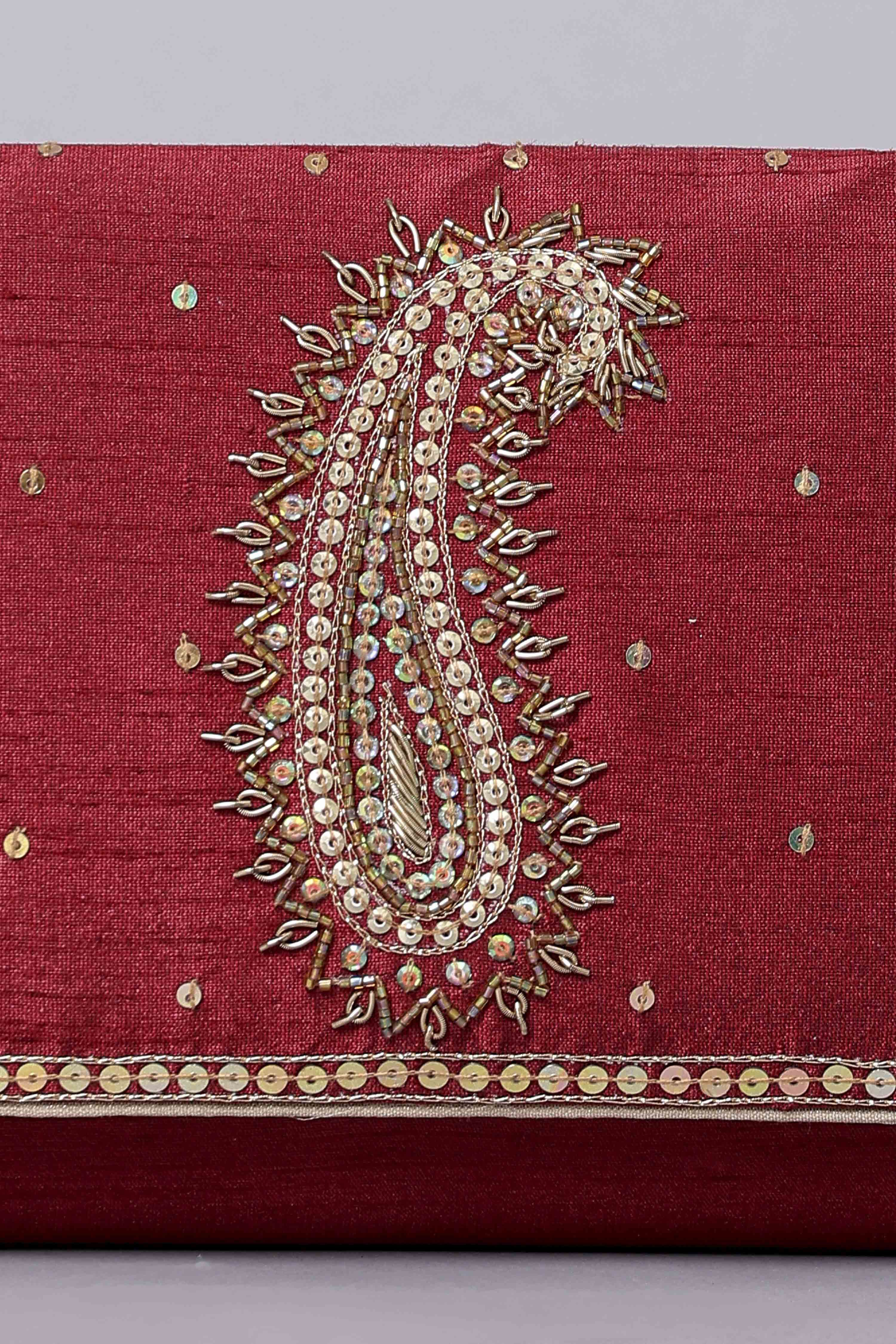 Maroon Zardosi Clutch image number 1