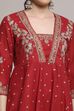 Red Cotton Anarkali Printed Suit Set image number 1